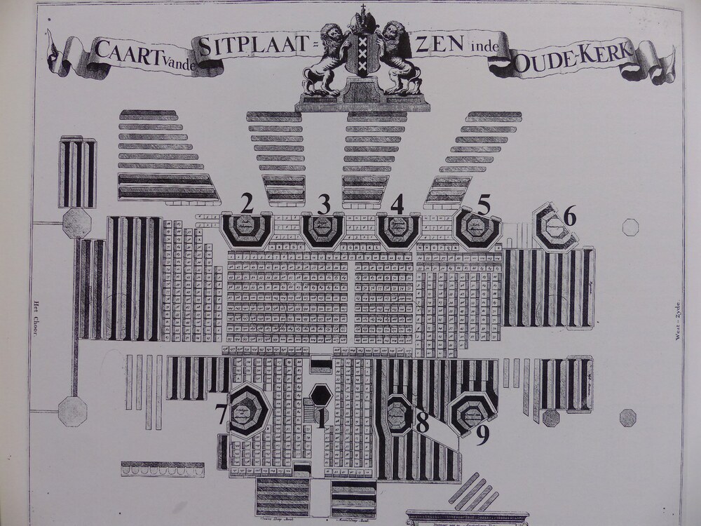 De zitplaatsen in de Oude Kerk